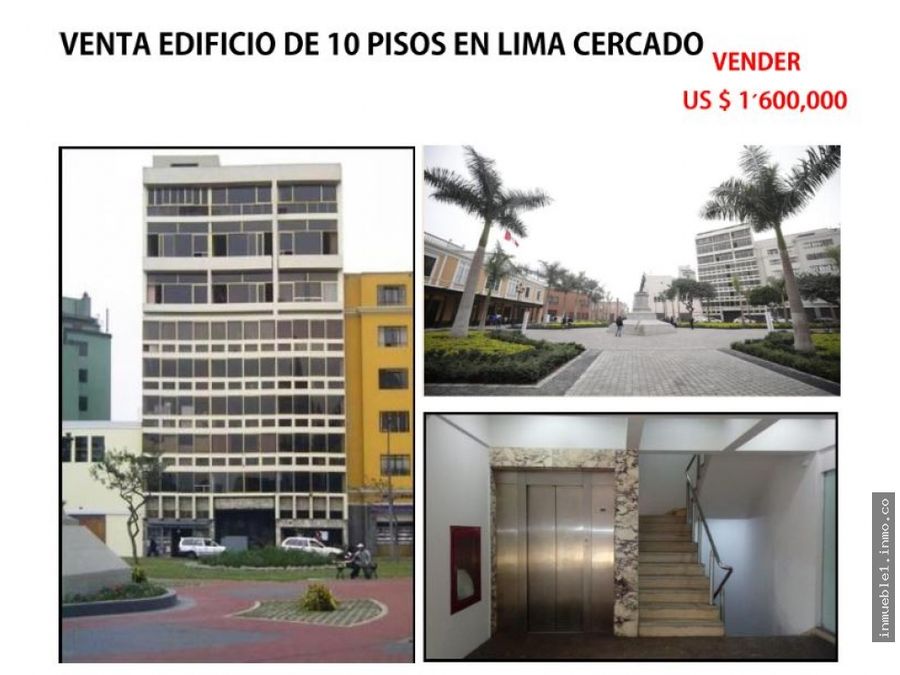 Venta Edificio 10 pisos ideal para hotel call center. Cercado de Lima