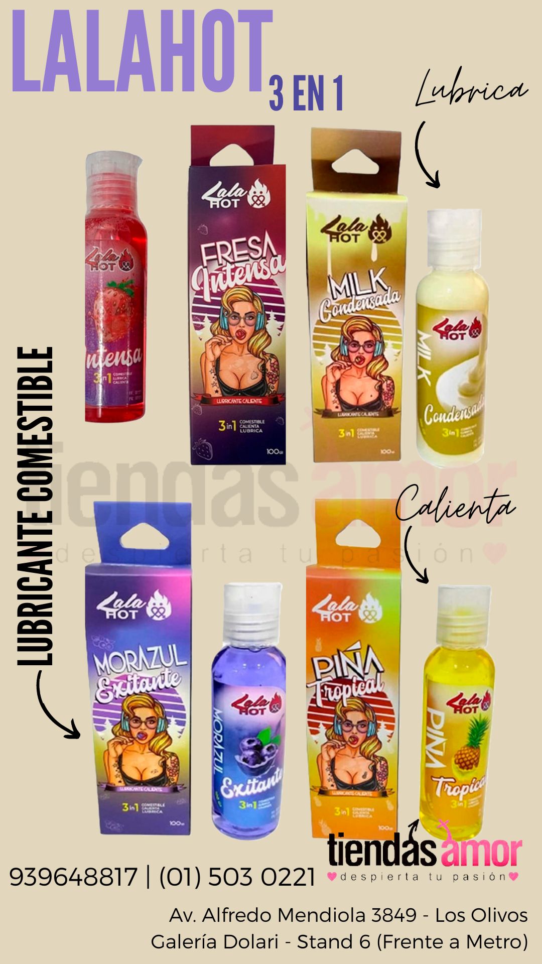 Lala hot Sensación caliente lubricante con Sabor