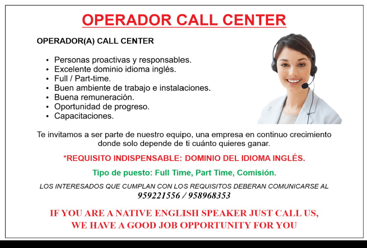 OPERADOR CALL CENTER